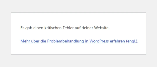 WordPress Reparatur bei kritischem Fehler WordPress Reparatur bei kritischem Fehler